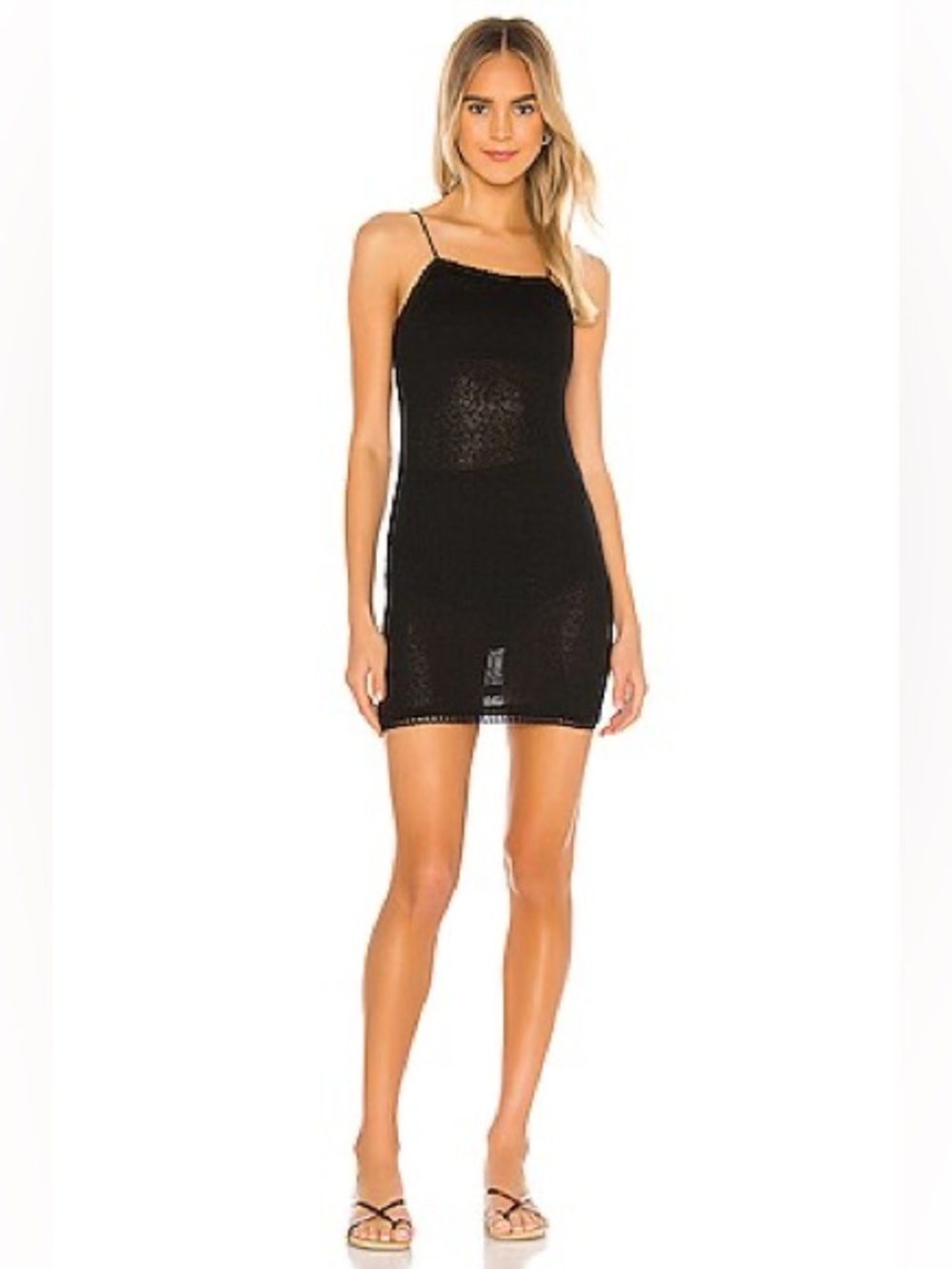 Indah Tania hand knit  mini black knit dress in black with tags XS